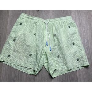 Southern Tide Swim Short Trunk Men 2XL Skipjack Seersucker Green Mahi Mahi‎ Suit